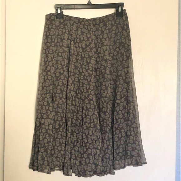 Wrap London Brown, Gray and Green Silk Midi Skirt - Picture 1 of 9
